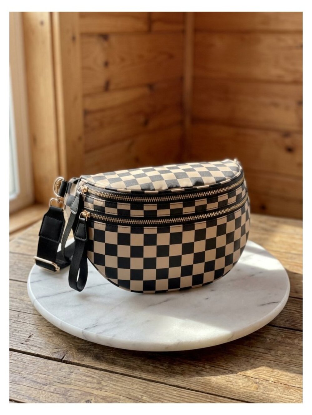 Checkered Crossbody Bag Spacious Fanny Pack Belt Bag Adjustable Strap